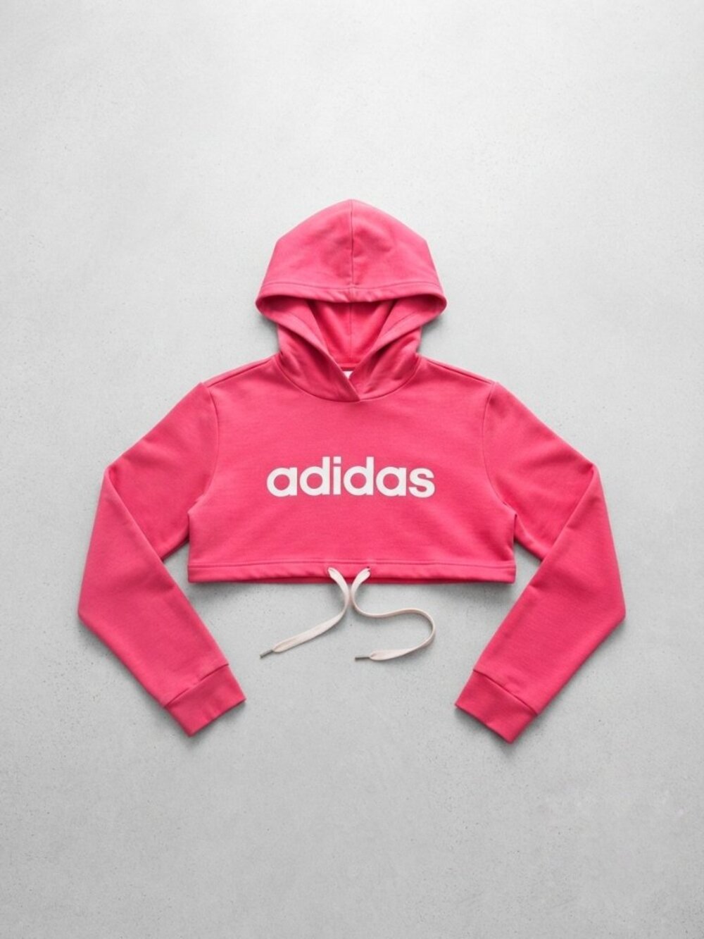 Bright Pink Adidas Reworked Crop Sporty Sexy Hoody Fitness Workout Gym XS